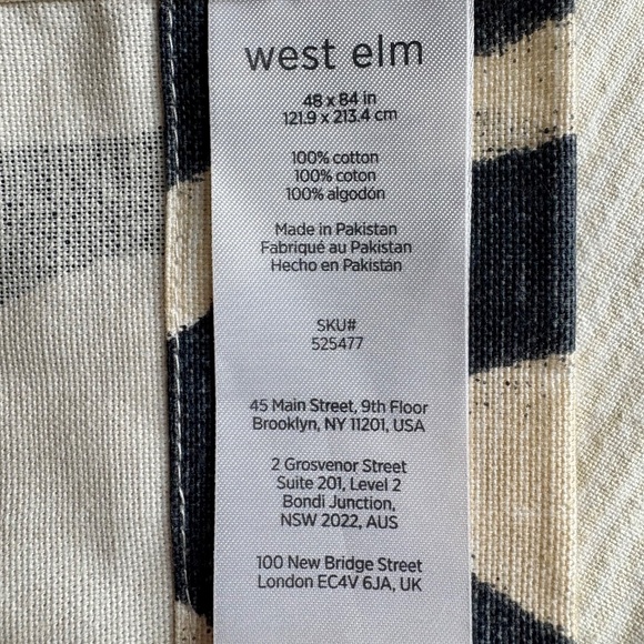 West Elm Cotton Canvas Scribble Lattice Curtain Pair - Picture 3 of 3